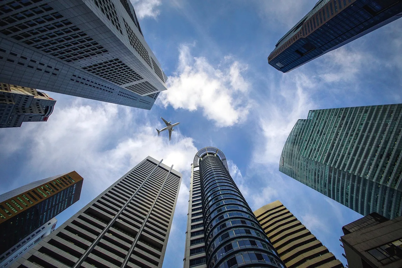 skyskrapor, singapore, stad, himmel, natur, byggnader, financial district, arkitektur, urban, höghus